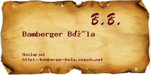 Bamberger Béla névjegykártya